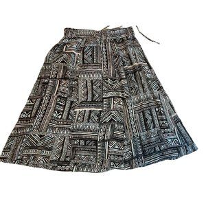 Style & Co Women Geometric A Line Skirt Drawstring Waist Black White Size Small